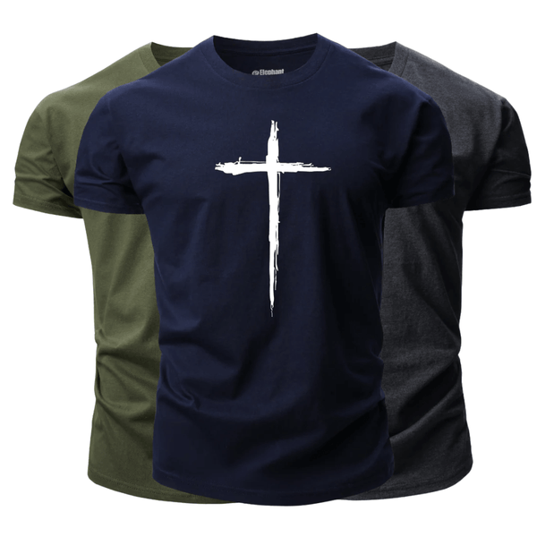 3 Pack Men's Christian Cross Graphic T-Shirt