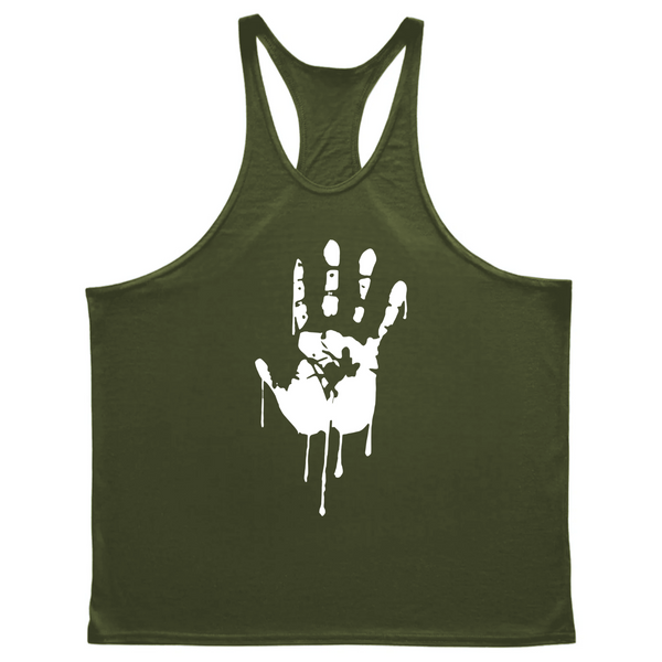 navy green Fitness Y-back Stringer Tank Tops for Men