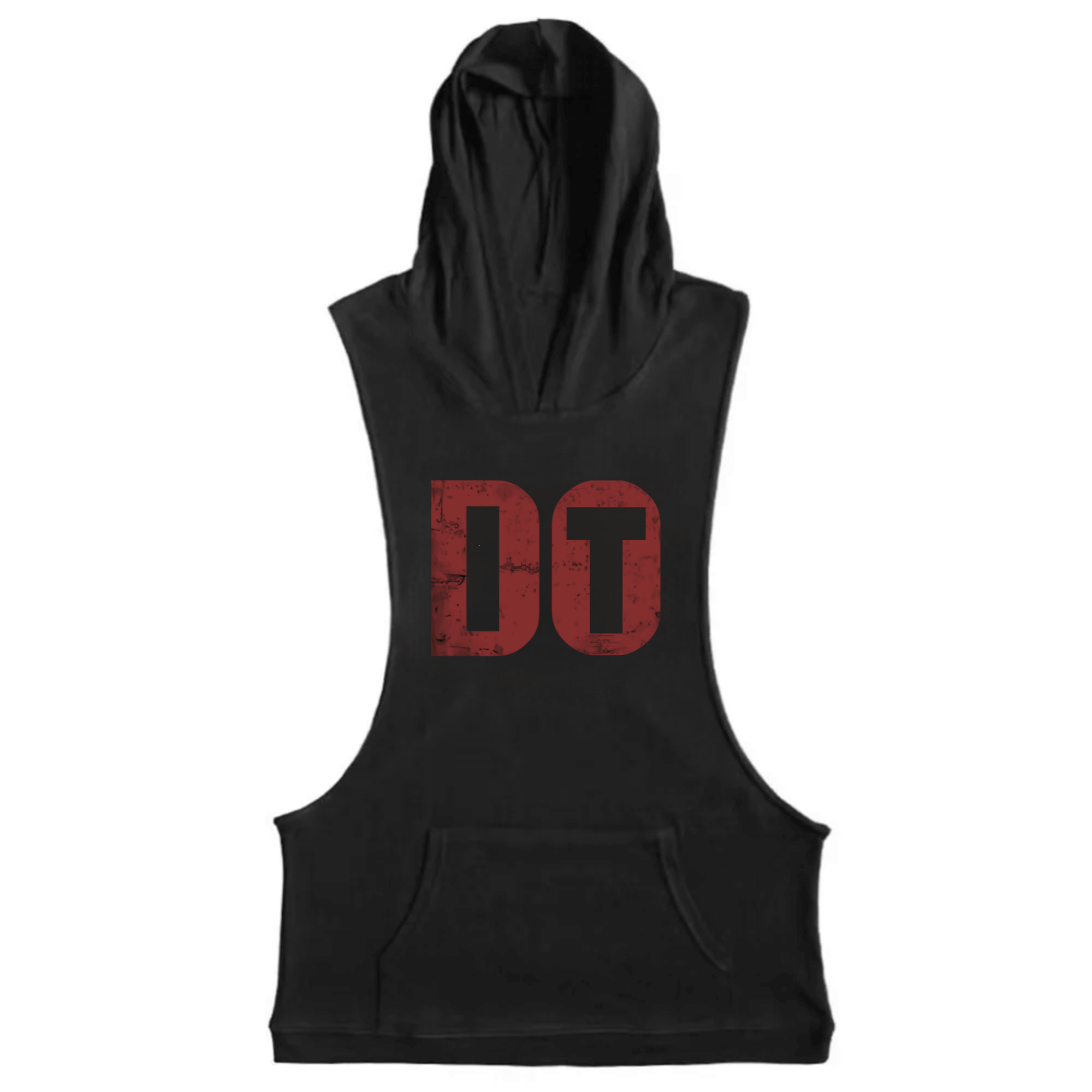 black DO IT Workout Sleeveless Hooded Tank Tops