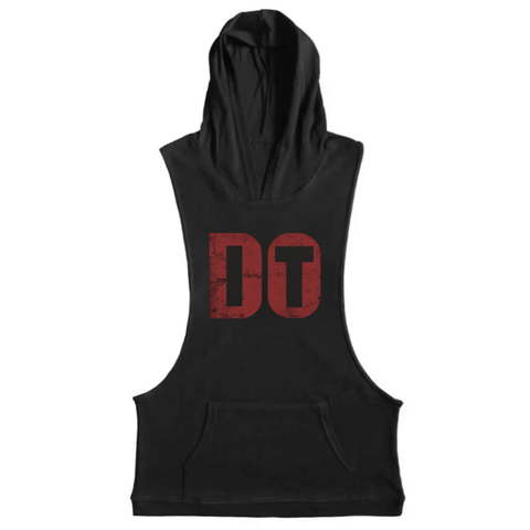 black DO IT Workout Sleeveless Hooded Tank Tops
