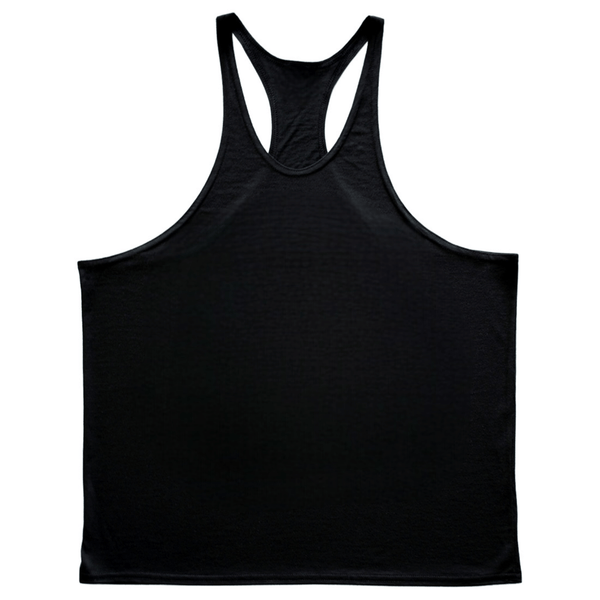 black Men's Workout Y-back Stringers Tank Tops