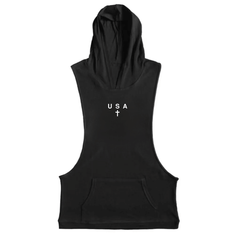 Men's USA CROSS Workout Hooded Tank Tops