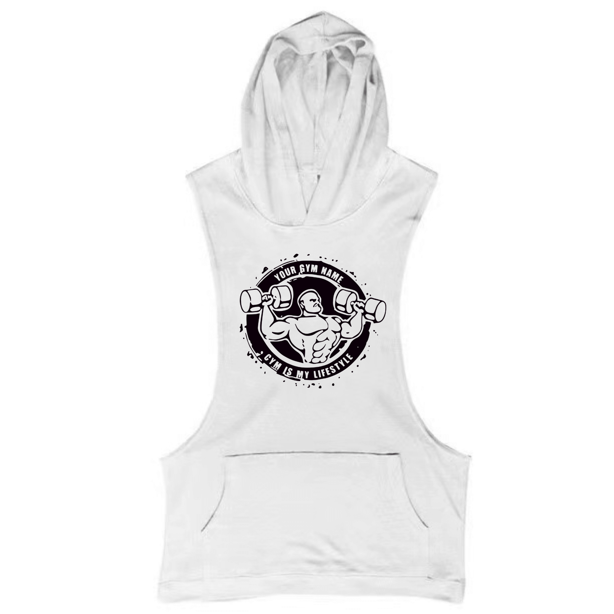 white Muscle Guy Graphic Hoodie Tank Tops