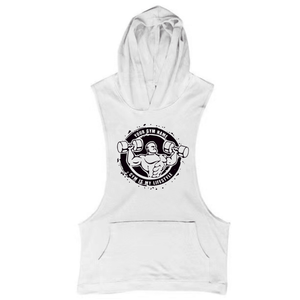 white Muscle Guy Graphic Hoodie Tank Tops