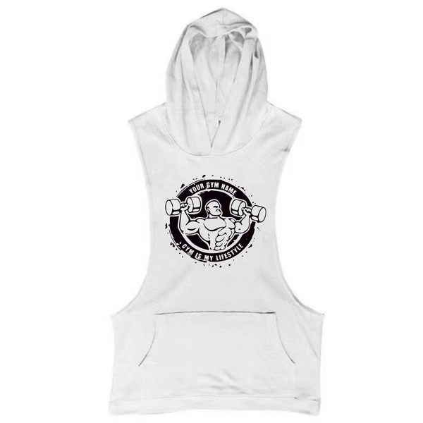white Muscle Guy Graphic Hoodie Tank Tops