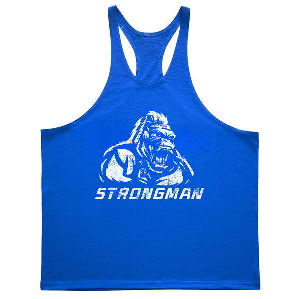 blue Men's STRONGMAN Workout Stringer Tank Tops