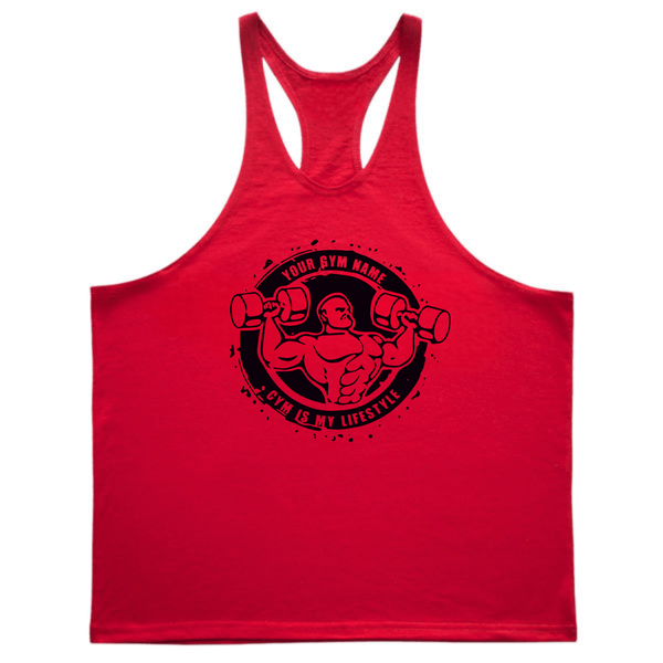 red Men's Gym Y-back Stringer Tank Tops