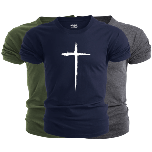 3 Pack Men's Christian Cross Graphic T-Shirt