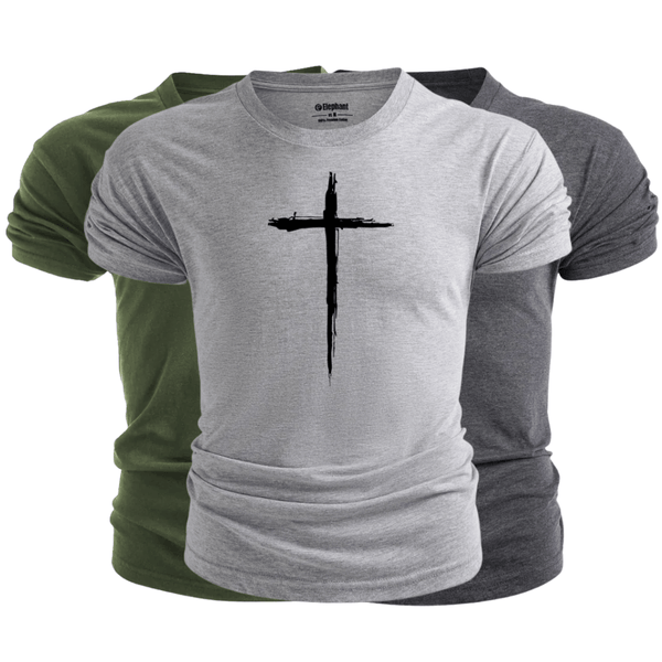 3 Pack Men's Christian Cross Graphic T-Shirt