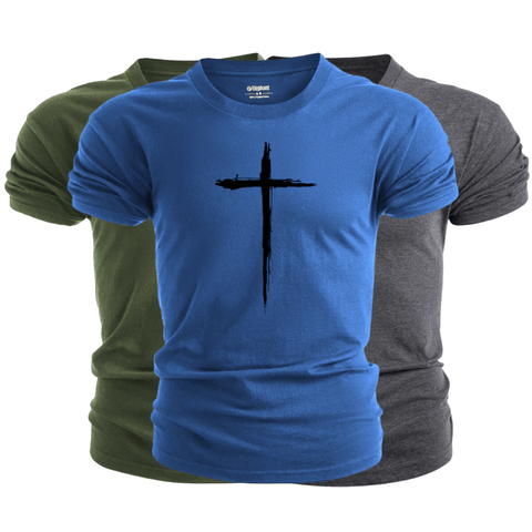 3 Pack Men's Christian Cross Graphic T-Shirt