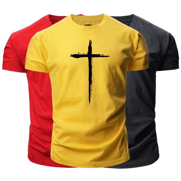 3 Pack Men's Christian Cross Graphic T-Shirt
