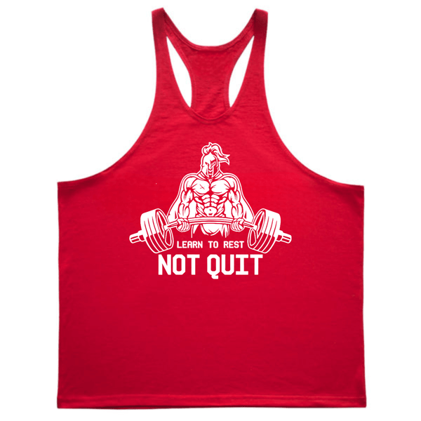 red Learn to Reset, NOT QUIT Graphic Stringer Tank Tops