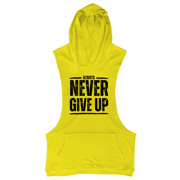 Men's NEVER GIVE UP Hooded Tank Tops