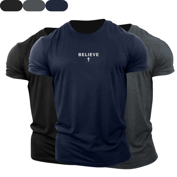 3 Pack BELIEVE Cross Cotton Tees