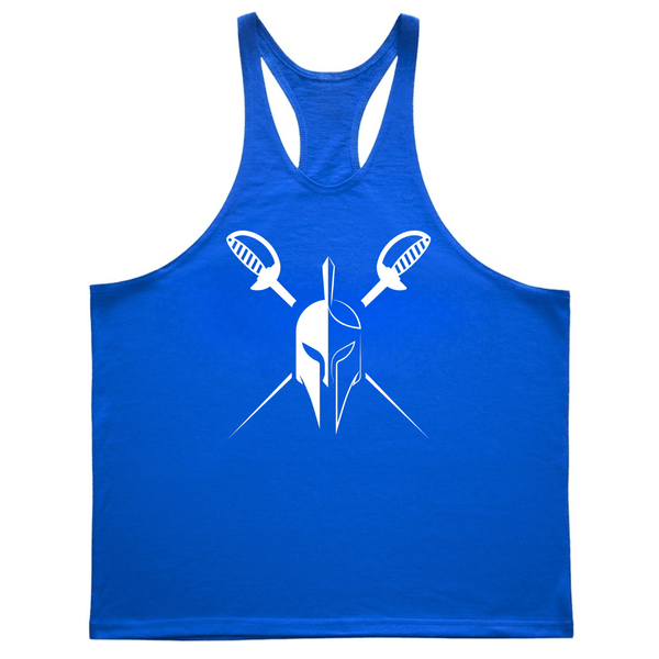 BLUE Men's SPARTAN Gym Graphic Stringer Tank Tops