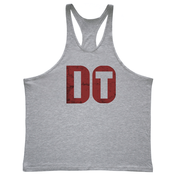 grey DO IT Graphic GYM Stringer Tank Tops
