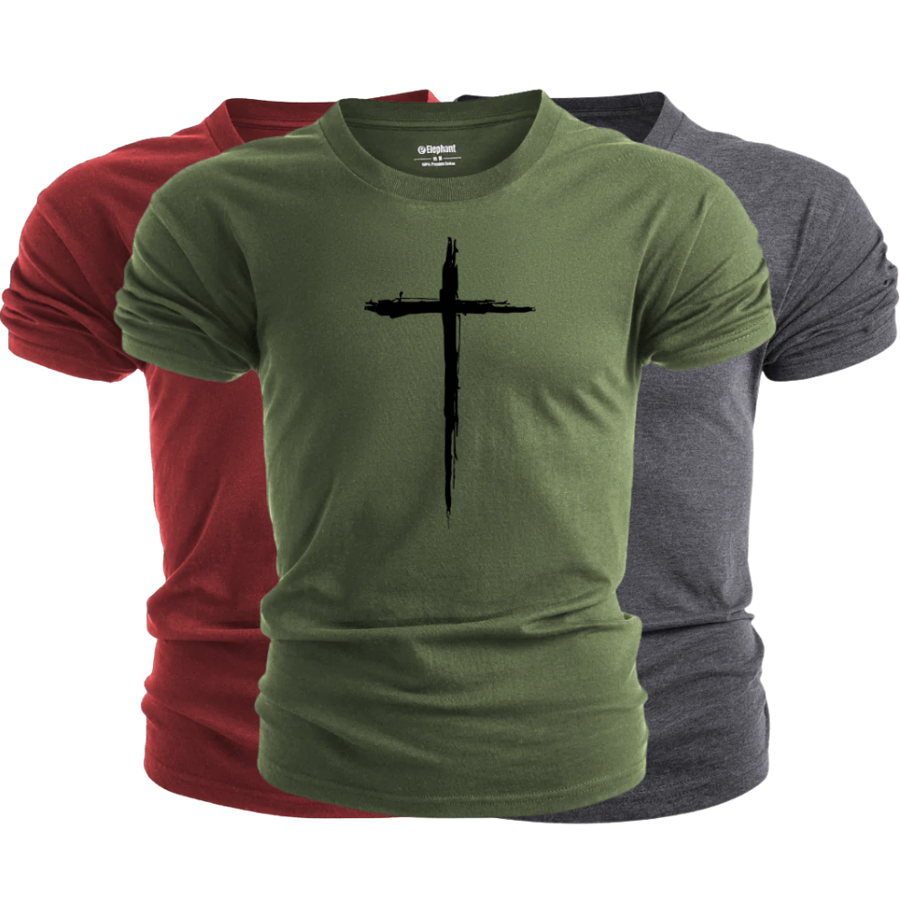 3 Pack Men's Christian Cross Graphic T-Shirt