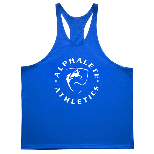 blue Men's Muscle Fitness Stringer Singlet