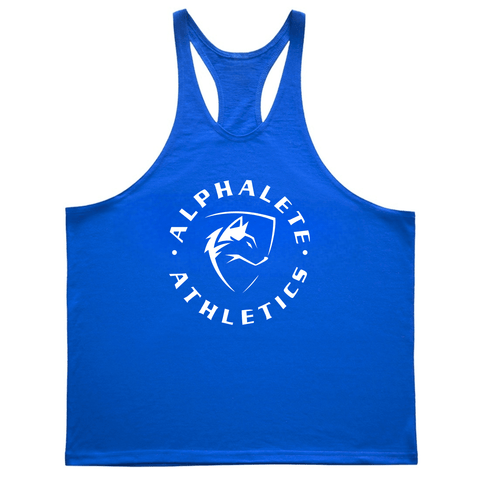 blue Men's Muscle Fitness Stringer Singlet