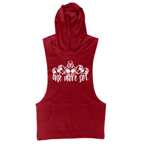 wine red Men's ONE MORE GET Graphic Hoodie Tank Tops