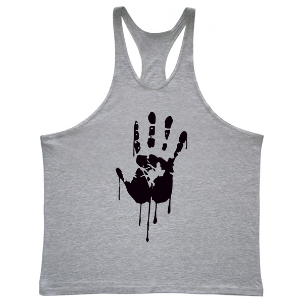grey Fitness Y-back Stringer Tank Tops for Men