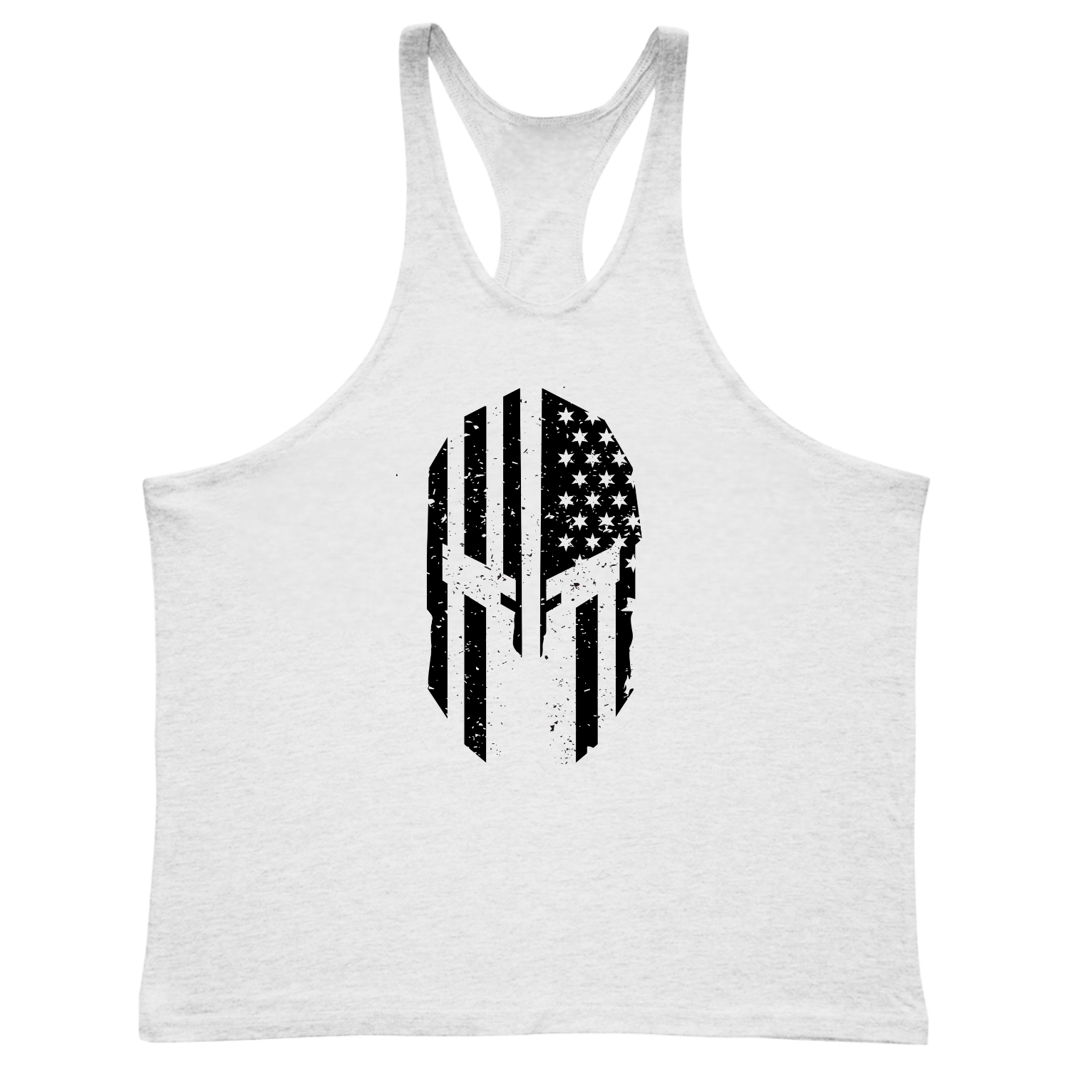 white Men's Spartan Workout Stringer Tank Tops
