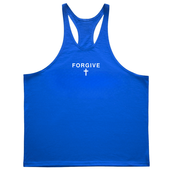 BLUE FORGIVE Cross GYM Stringer Tank Tops