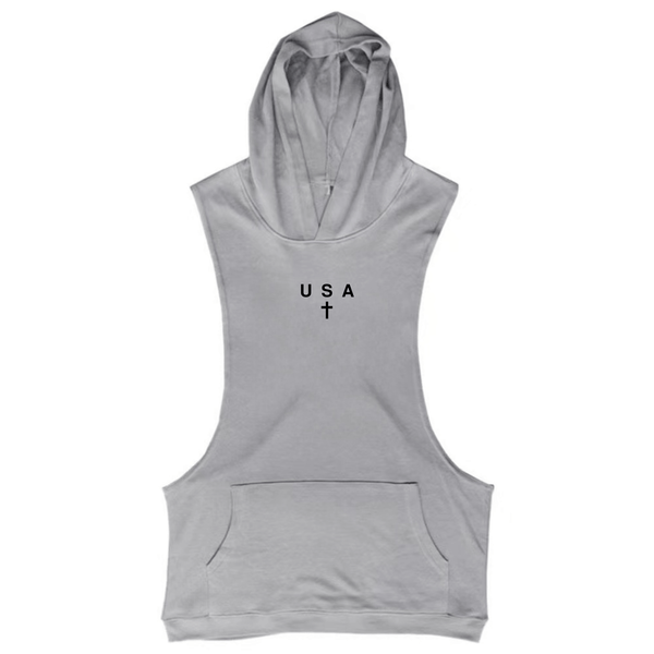 Men's USA CROSS Workout Hooded Tank Tops