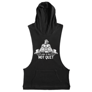 black Men's LEARN TO REST, NOT QUIT Graphic Hoodie Tank Tops