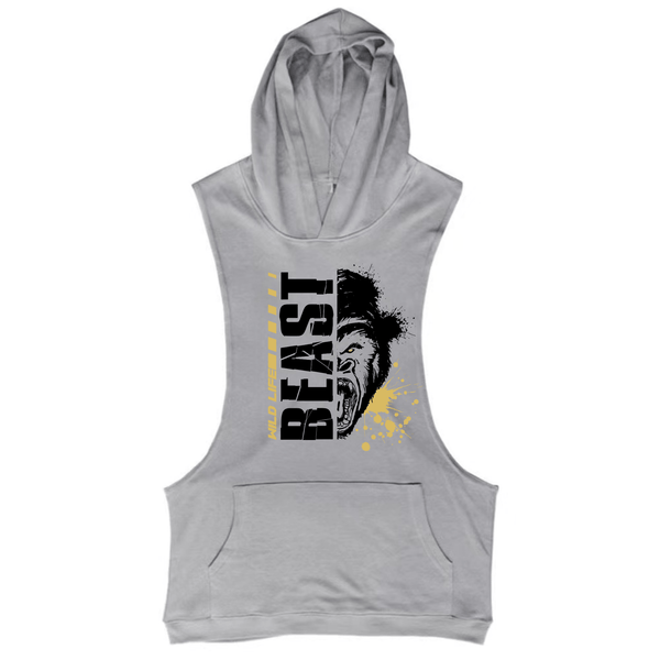 sport grey BEAST Workout Sleeveless Hoodie Tank Tops