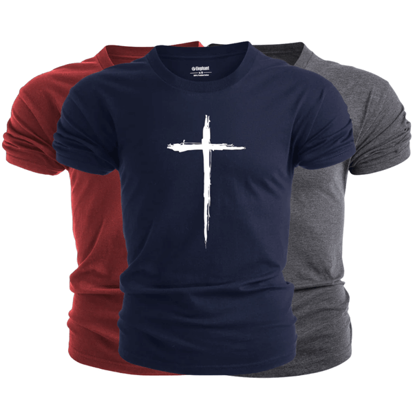 3 Pack Men's Christian Cross Graphic T-Shirt