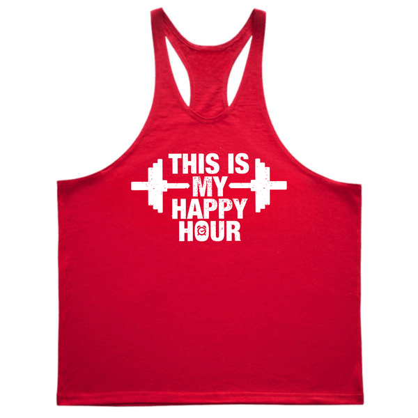 red THIS IS MY HAPPY HOUR Graphic Standard Gym Tanks