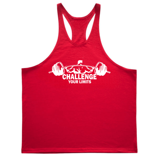 CHALLENGE YOUR LIMITS Graphic Stringer Tank Tops