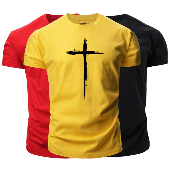 3 Pack Men's Christian Cross Graphic T-Shirt