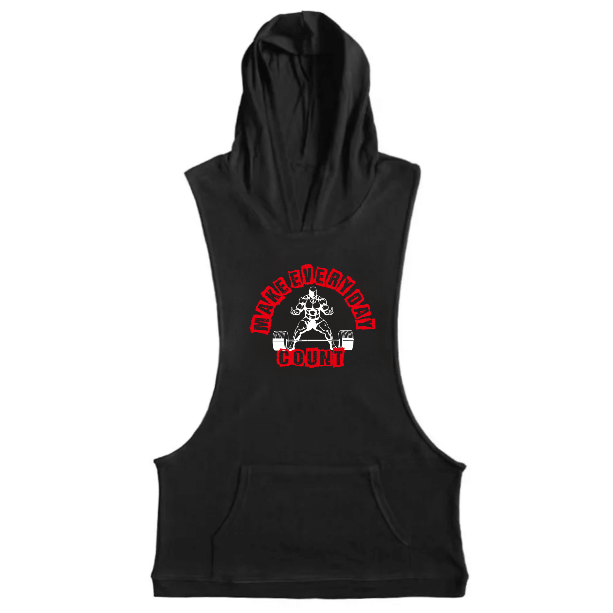black MAKE EVERYDAY COUNT Workout Sleeveless Hoodie Tank Tops