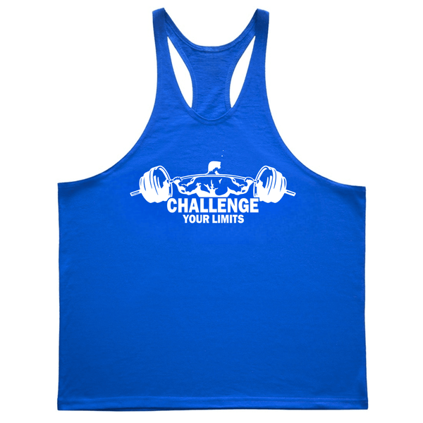 CHALLENGE YOUR LIMITS Graphic Stringer Tank Tops
