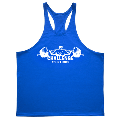 CHALLENGE YOUR LIMITS Graphic Stringer Tank Tops