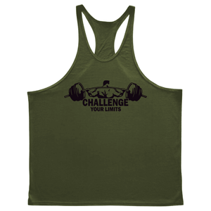 CHALLENGE YOUR LIMITS Graphic Stringer Tank Tops