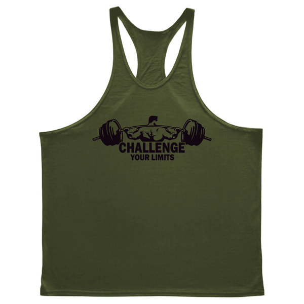 CHALLENGE YOUR LIMITS Graphic Stringer Tank Tops