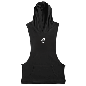 black ElephantJay Logo Sleeveless Hoodie Tank Tops