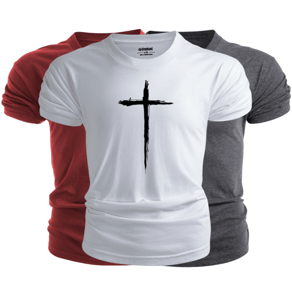 3 Pack Men's Christian Cross Graphic T-Shirt