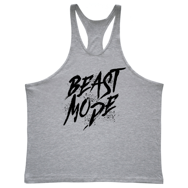 BEAST MODE Graphic GYM Stringer Tank Tops