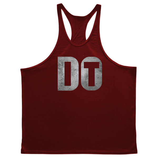 wine red DO IT Graphic GYM Stringer Tank Tops