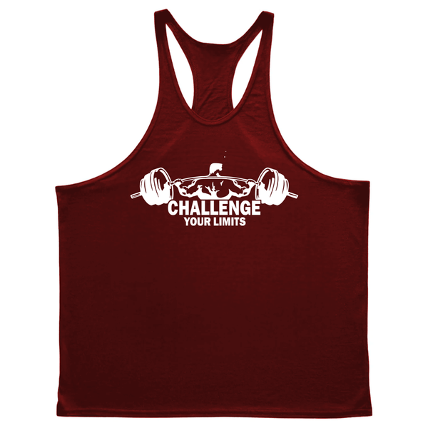 CHALLENGE YOUR LIMITS Graphic Stringer Tank Tops