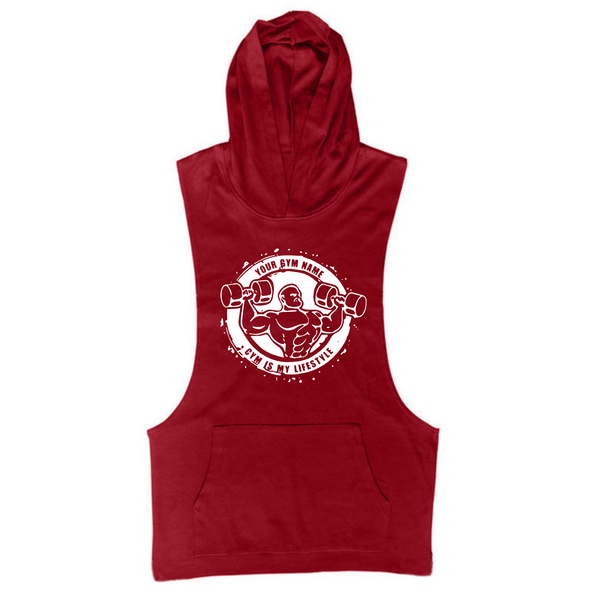wine red Muscle Guy Graphic Hoodie Tank Tops