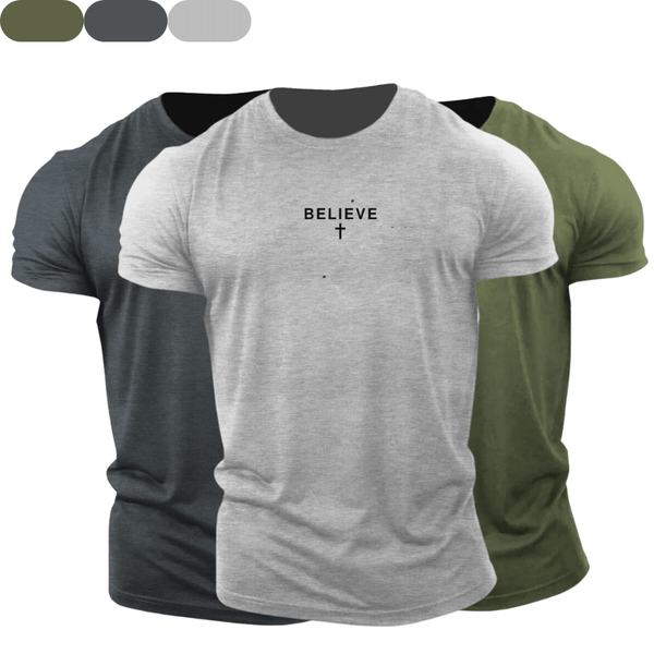 3 Pack BELIEVE Cross Cotton Tees