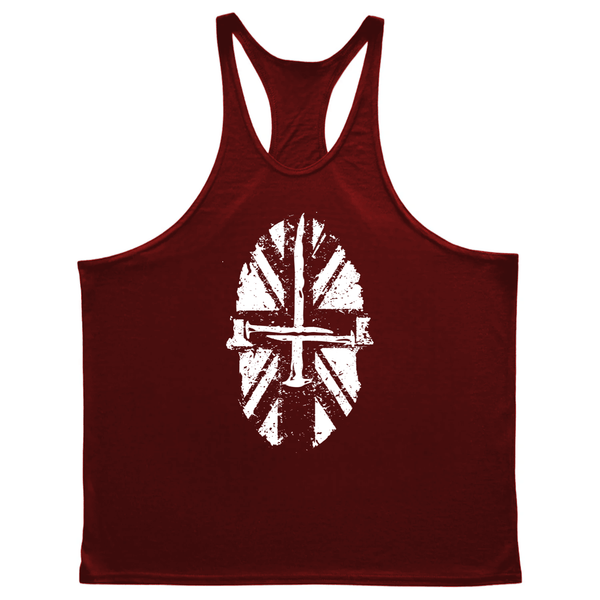wine red Men's Spartan Cross Bodybuilding Stringer Tank Tops