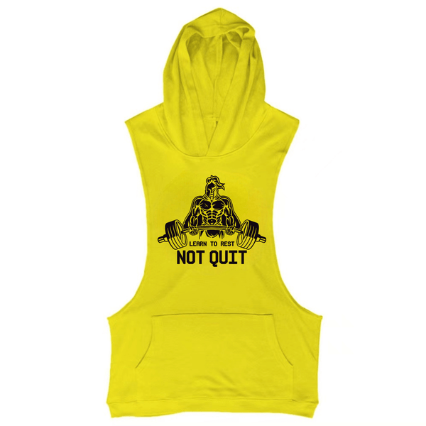 yellow Men's LEARN TO REST, NOT QUIT Graphic Hoodie Tank Tops
