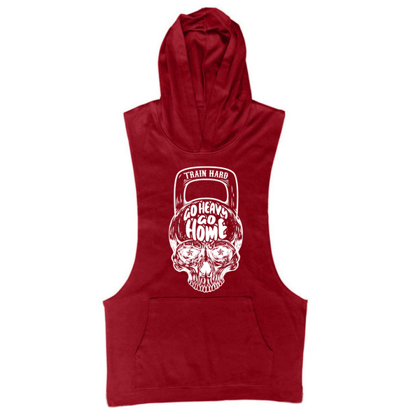 wine red Men's GO HEAVY GO HOME Graphic Hooded Tank Tops