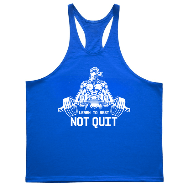 blue Learn to Reset, NOT QUIT Graphic Stringer Tank Tops